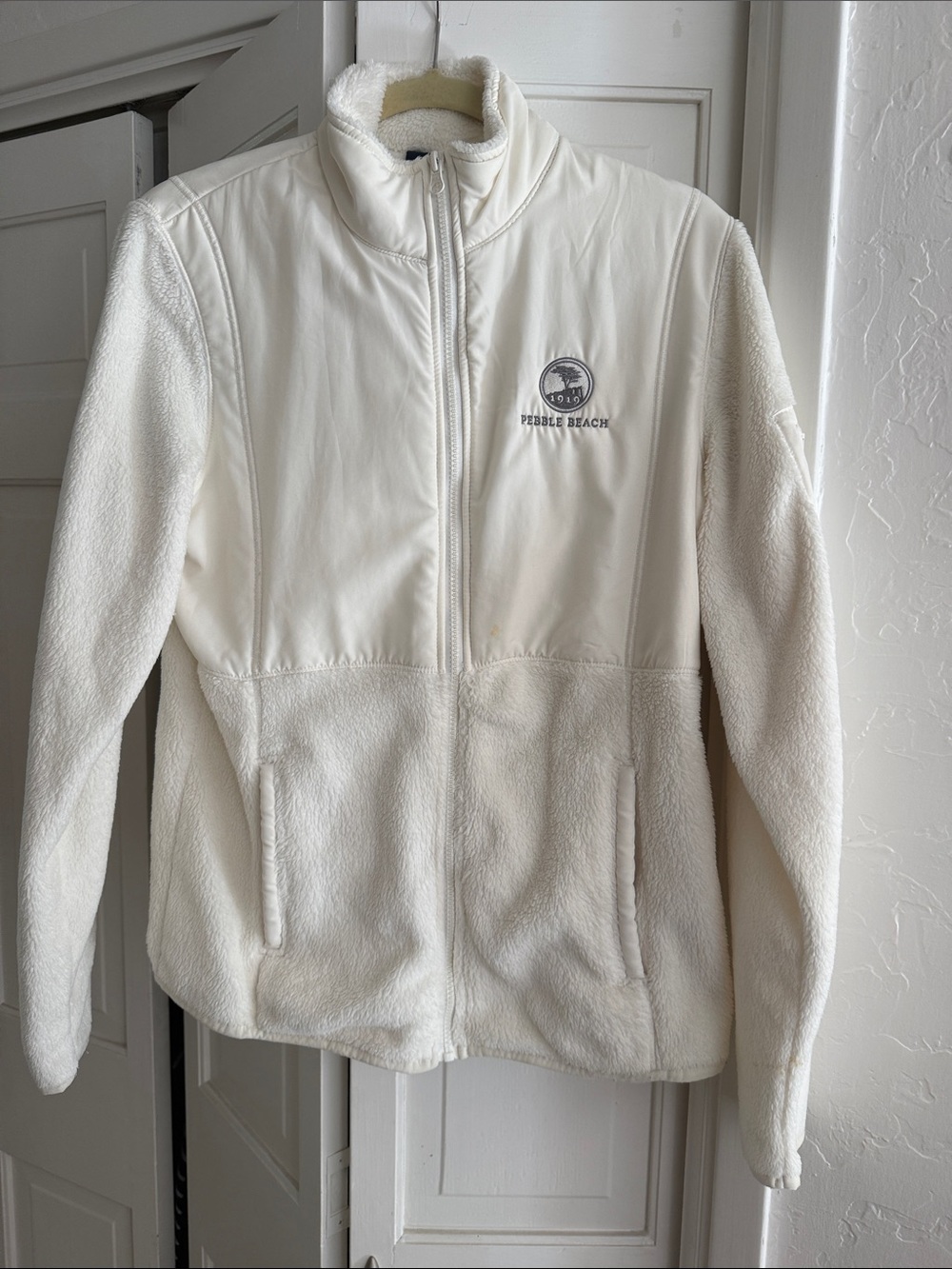 Pebble Beach Cream Full-Zip Teddy Fleece Jacket